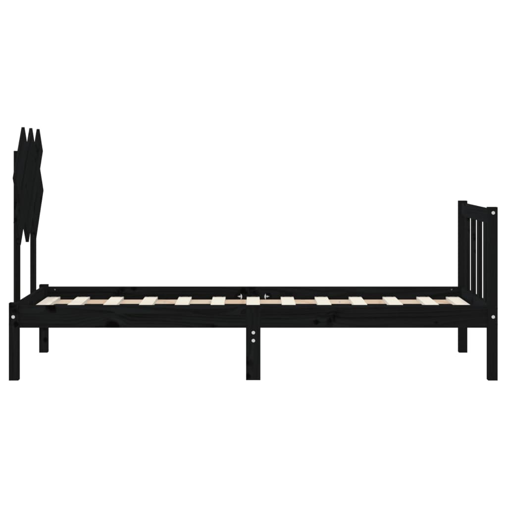 sengeramme med sengegavl Small Single massivt træ sort