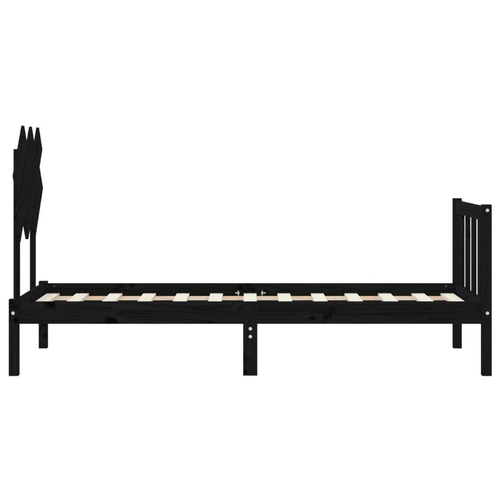 sengeramme med sengegavl Small Single massivt træ sort