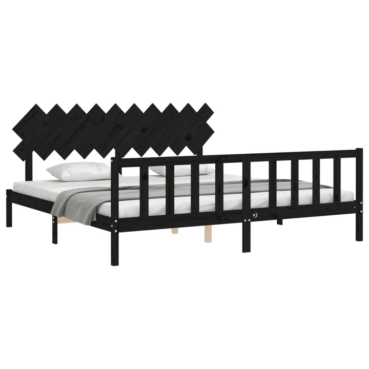 sengeramme med sengegavl 200x200 cm massivt træ sort
