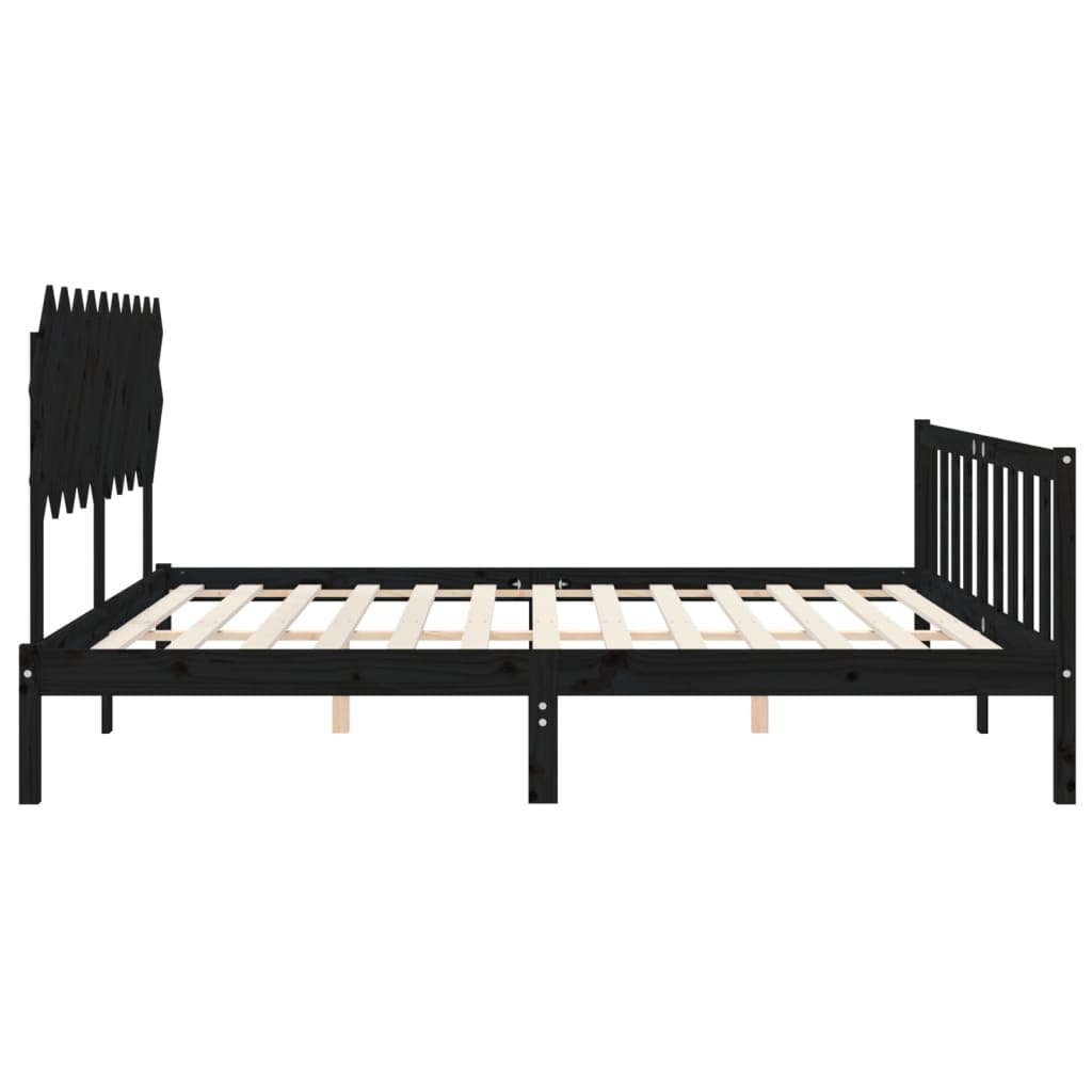 sengeramme med sengegavl 200x200 cm massivt træ sort