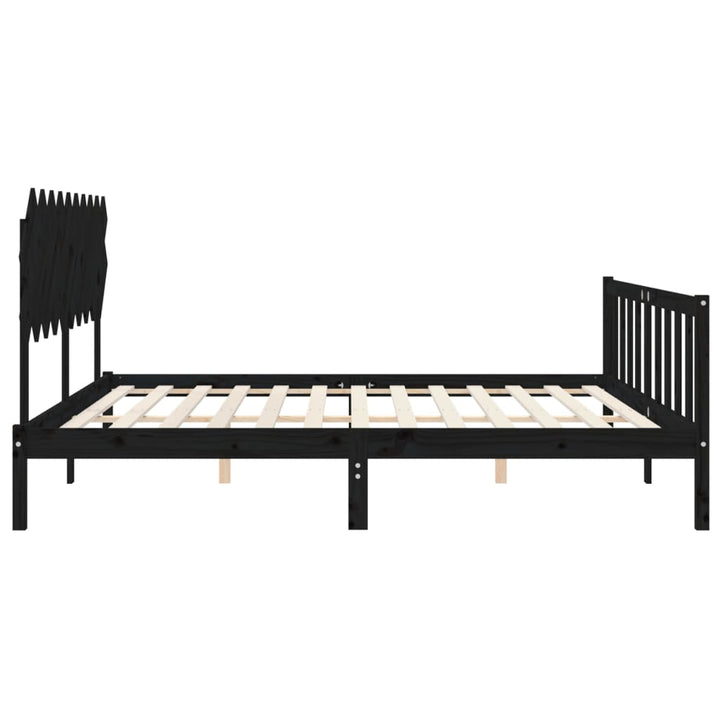 sengeramme med sengegavl 200x200 cm massivt træ sort