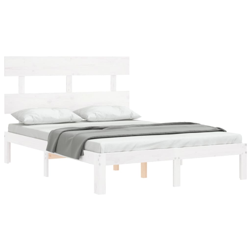 sengeramme uden madras 120x200 cm massivt fyrretræ hvid