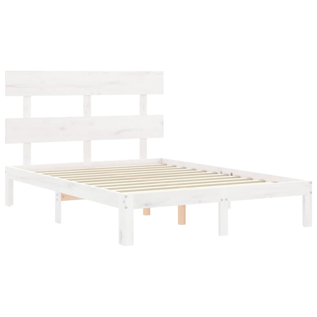 sengeramme uden madras 120x200 cm massivt fyrretræ hvid