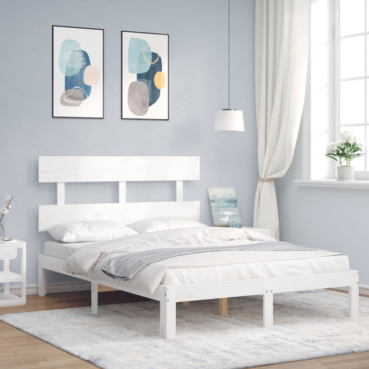 sengeramme uden madras 120x200 cm massivt fyrretræ hvid
