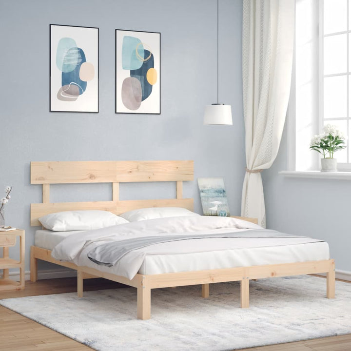 sengeramme med sengegavl kingsize massivt træ
