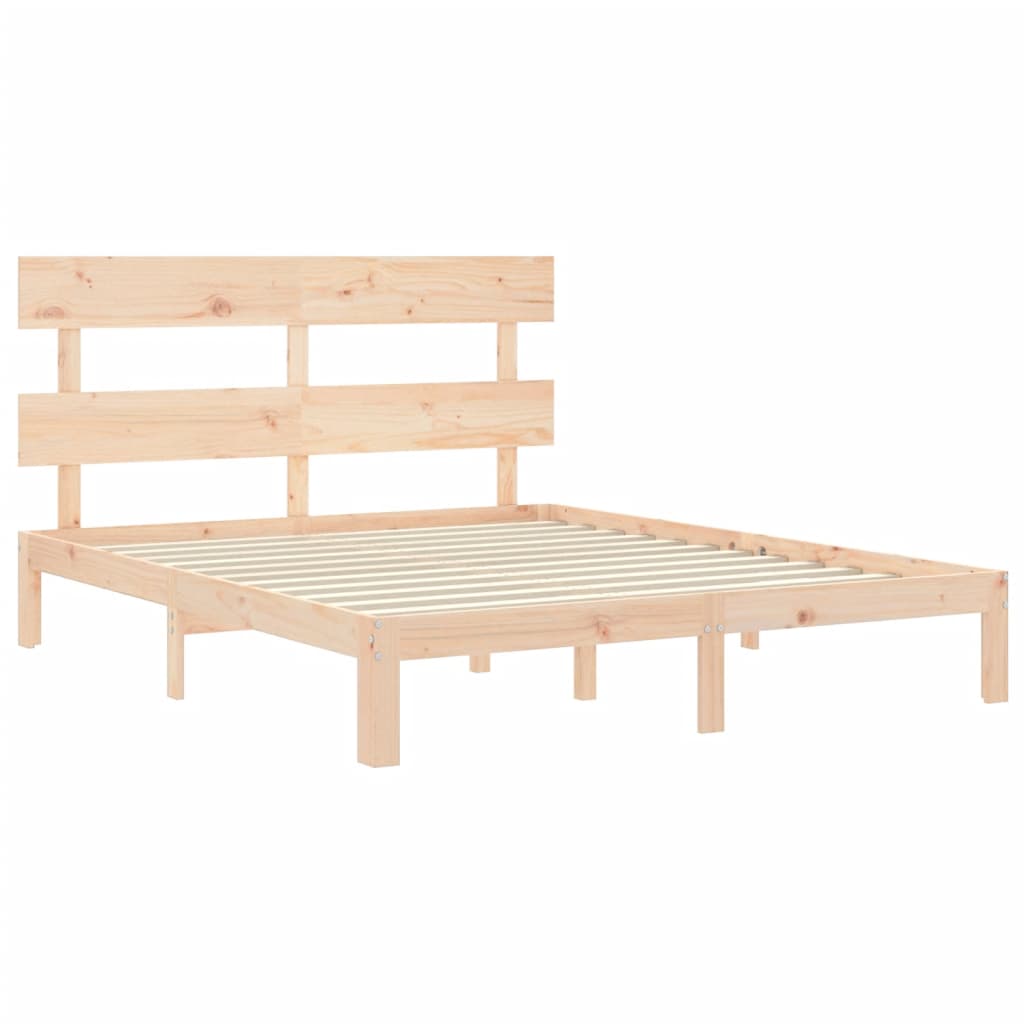 sengeramme med sengegavl kingsize massivt træ