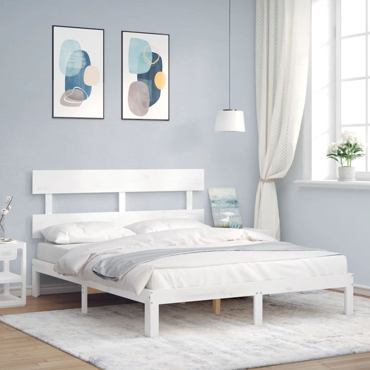 sengeramme uden madras 160x200 cm massivt fyrretræ hvid