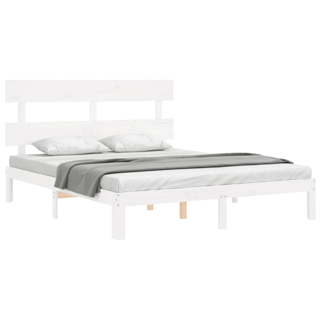 sengeramme uden madras 160x200 cm massivt fyrretræ hvid