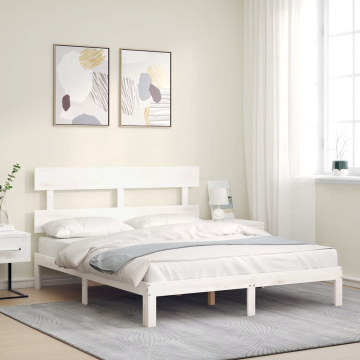 sengeramme uden madras 160x200 cm massivt fyrretræ hvid