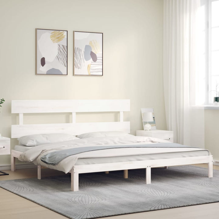sengeramme med sengegavl Super King Size massivt træ hvid
