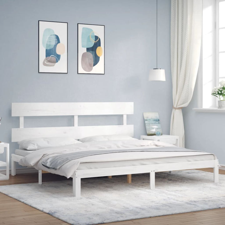 sengeramme med sengegavl Super King Size massivt træ hvid