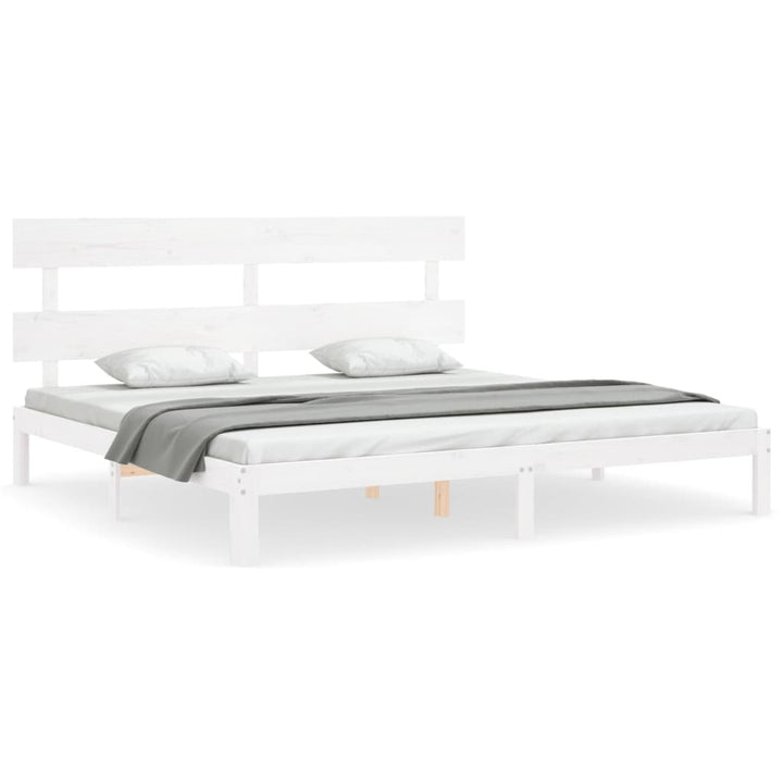 sengeramme uden madras 200x200 cm massivt fyrretræ hvid