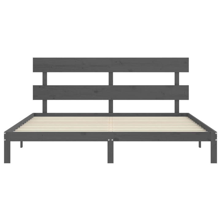 sengeramme med sengegavl 200x200 cm massivt træ grå