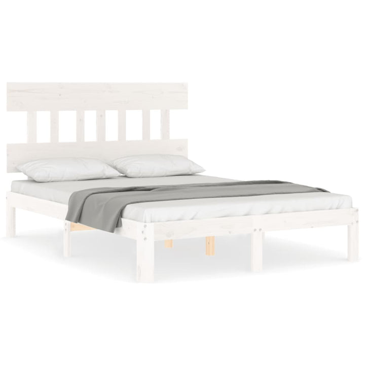 sengeramme uden madras 140x190 cm massivt fyrretræ hvid