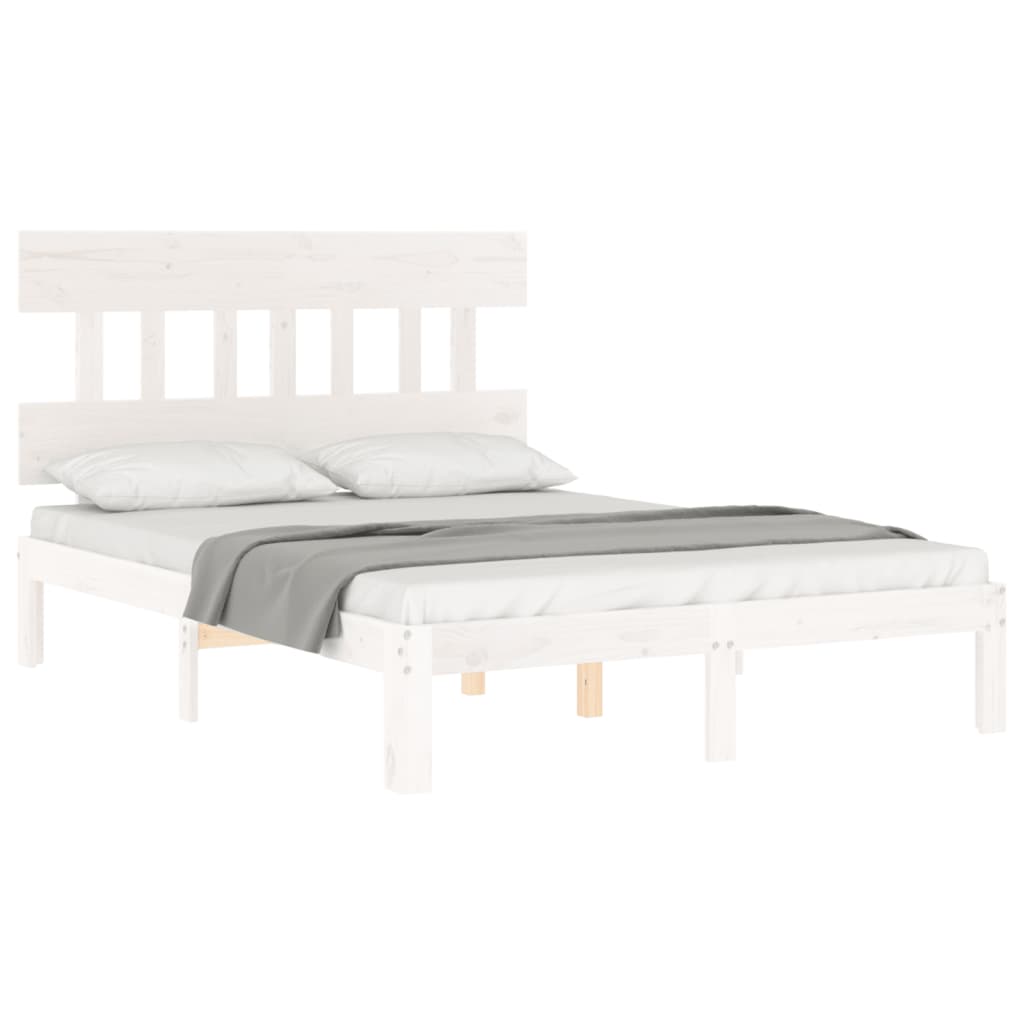 sengeramme uden madras 140x190 cm massivt fyrretræ hvid