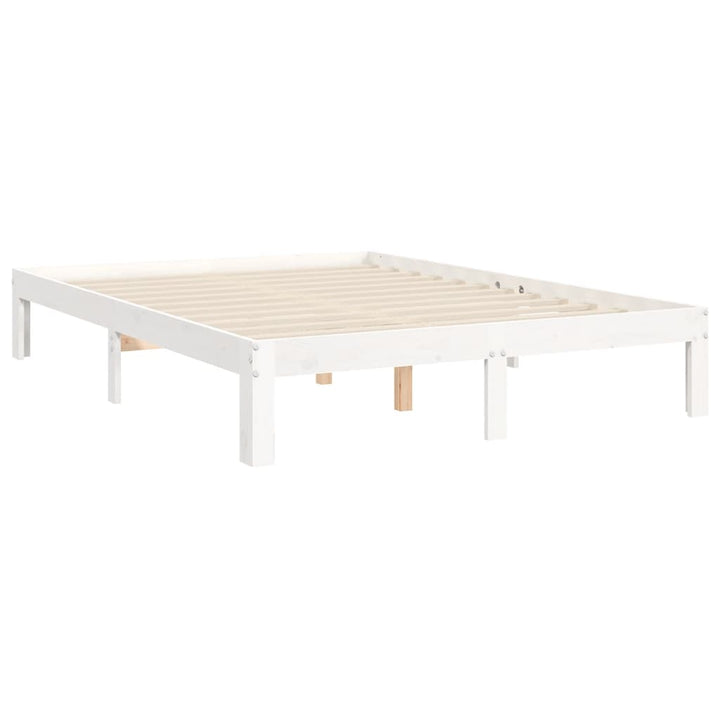 sengeramme uden madras 140x190 cm massivt fyrretræ hvid