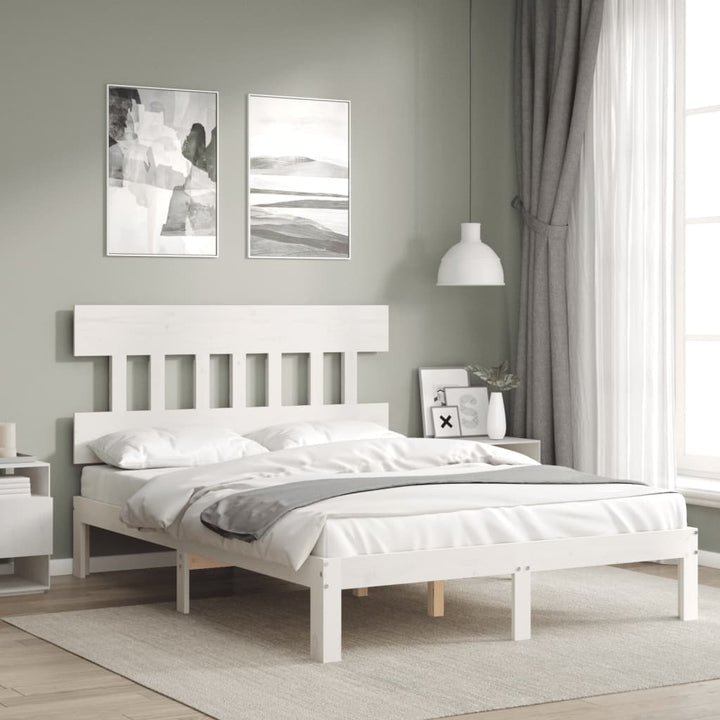 sengeramme uden madras 140x190 cm massivt fyrretræ hvid