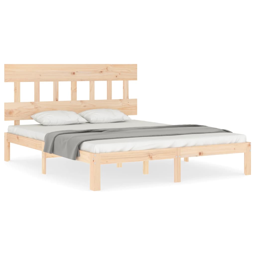 sengeramme med sengegavl kingsize massivt træ