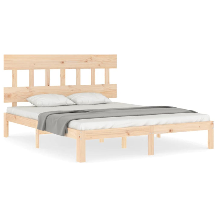 sengeramme med sengegavl kingsize massivt træ