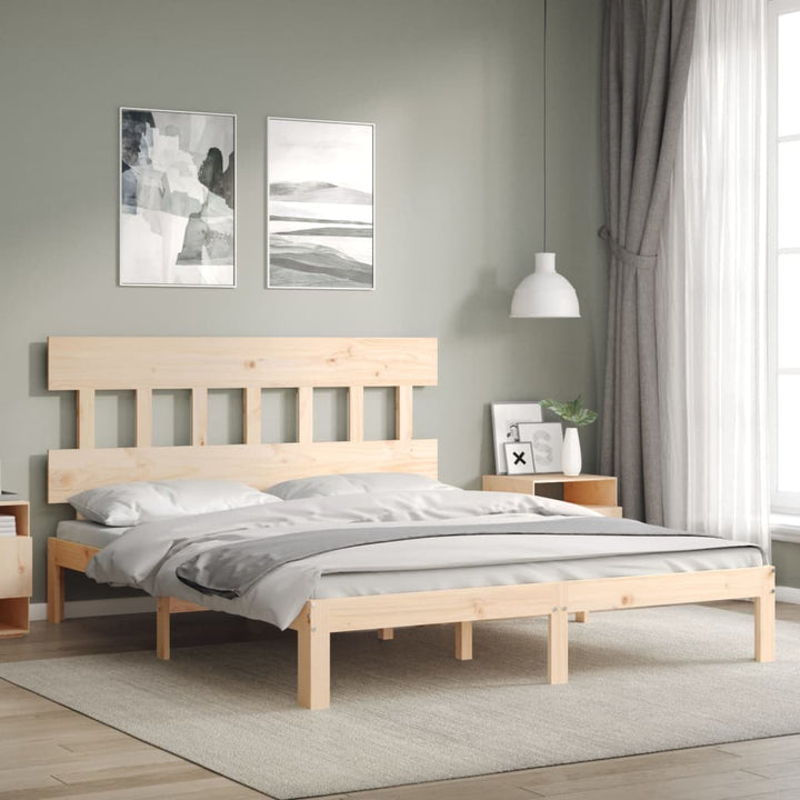 sengeramme med sengegavl kingsize massivt træ