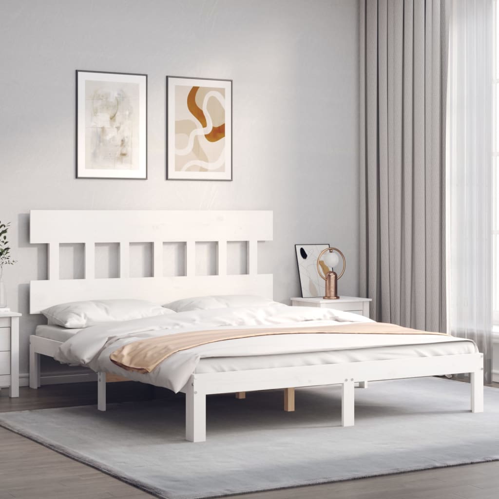 sengeramme uden madras 160x200 cm massivt fyrretræ hvid