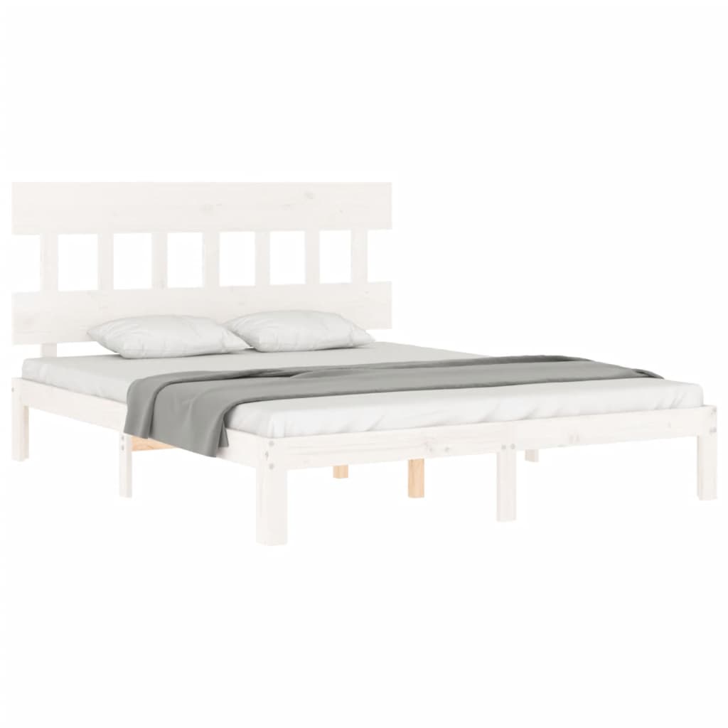 sengeramme uden madras 160x200 cm massivt fyrretræ hvid