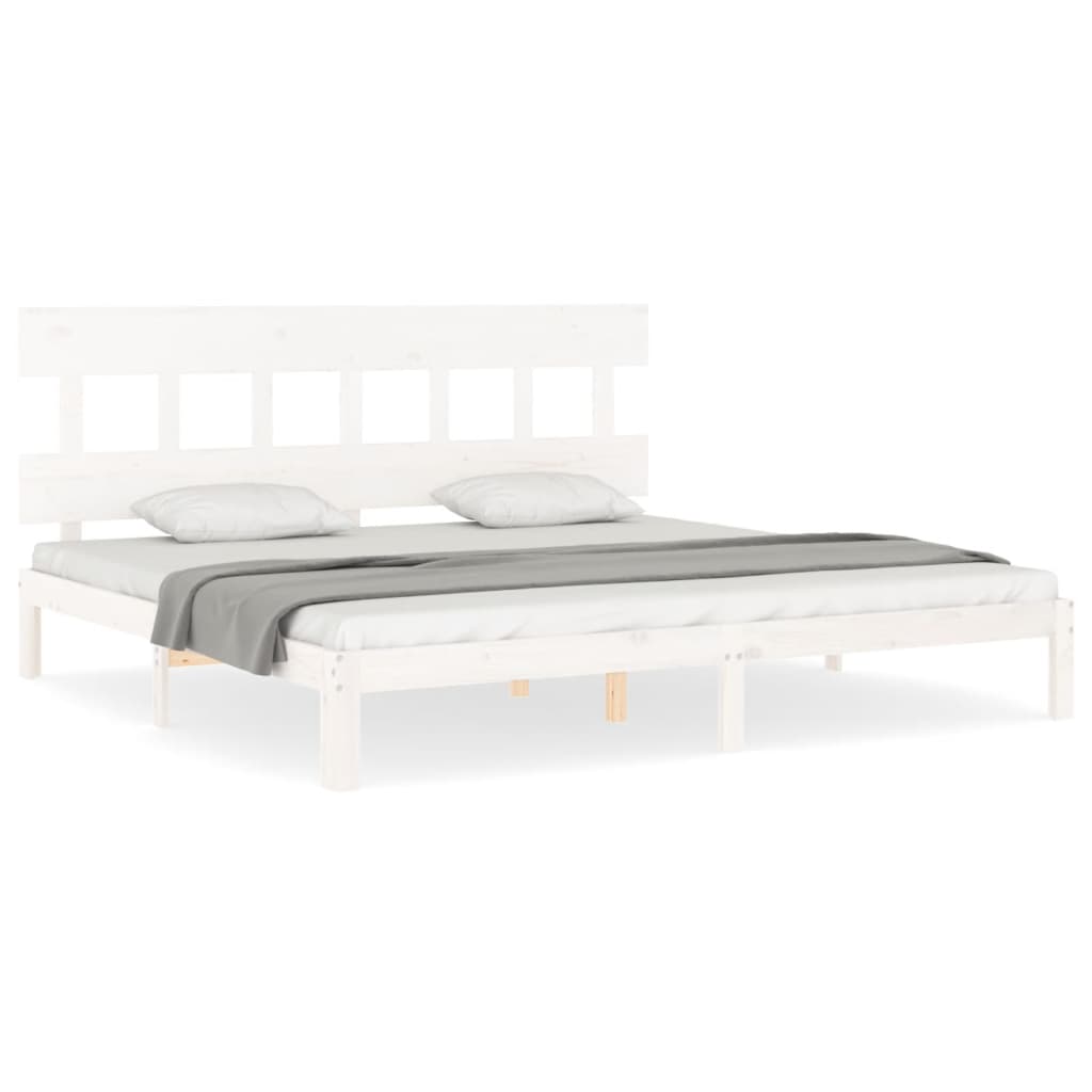 sengeramme uden madras 200x200 cm massivt fyrretræ hvid