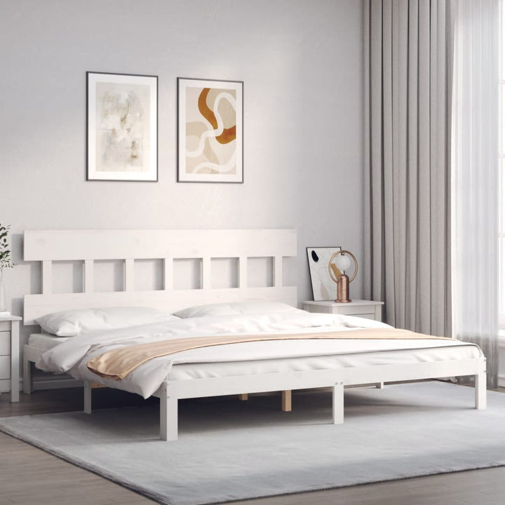 sengeramme uden madras 200x200 cm massivt fyrretræ hvid
