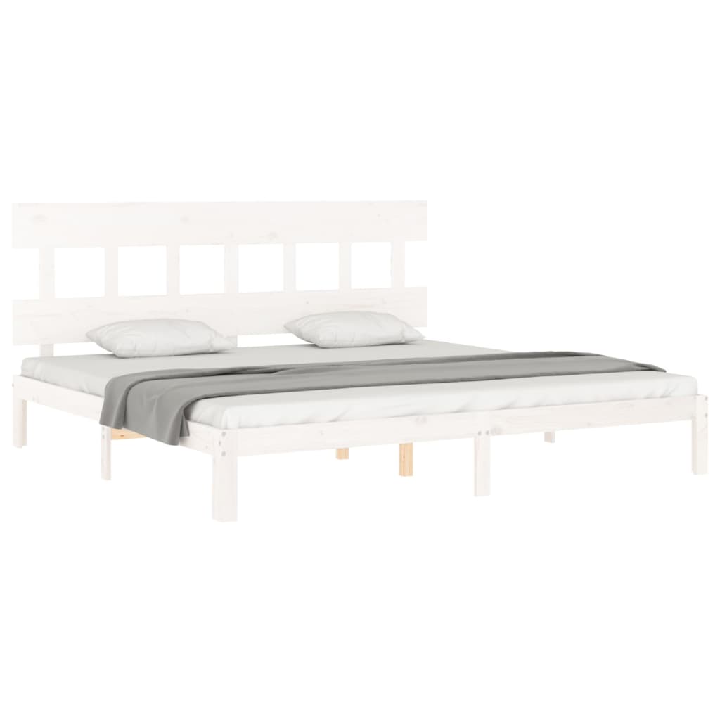 sengeramme uden madras 200x200 cm massivt fyrretræ hvid