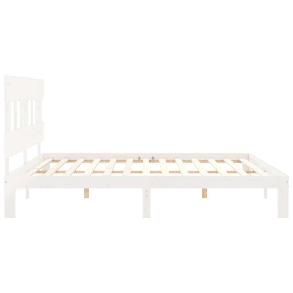 sengeramme uden madras 200x200 cm massivt fyrretræ hvid