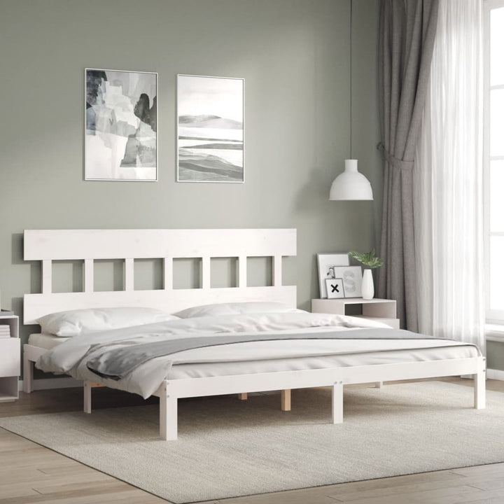 sengeramme uden madras 200x200 cm massivt fyrretræ hvid