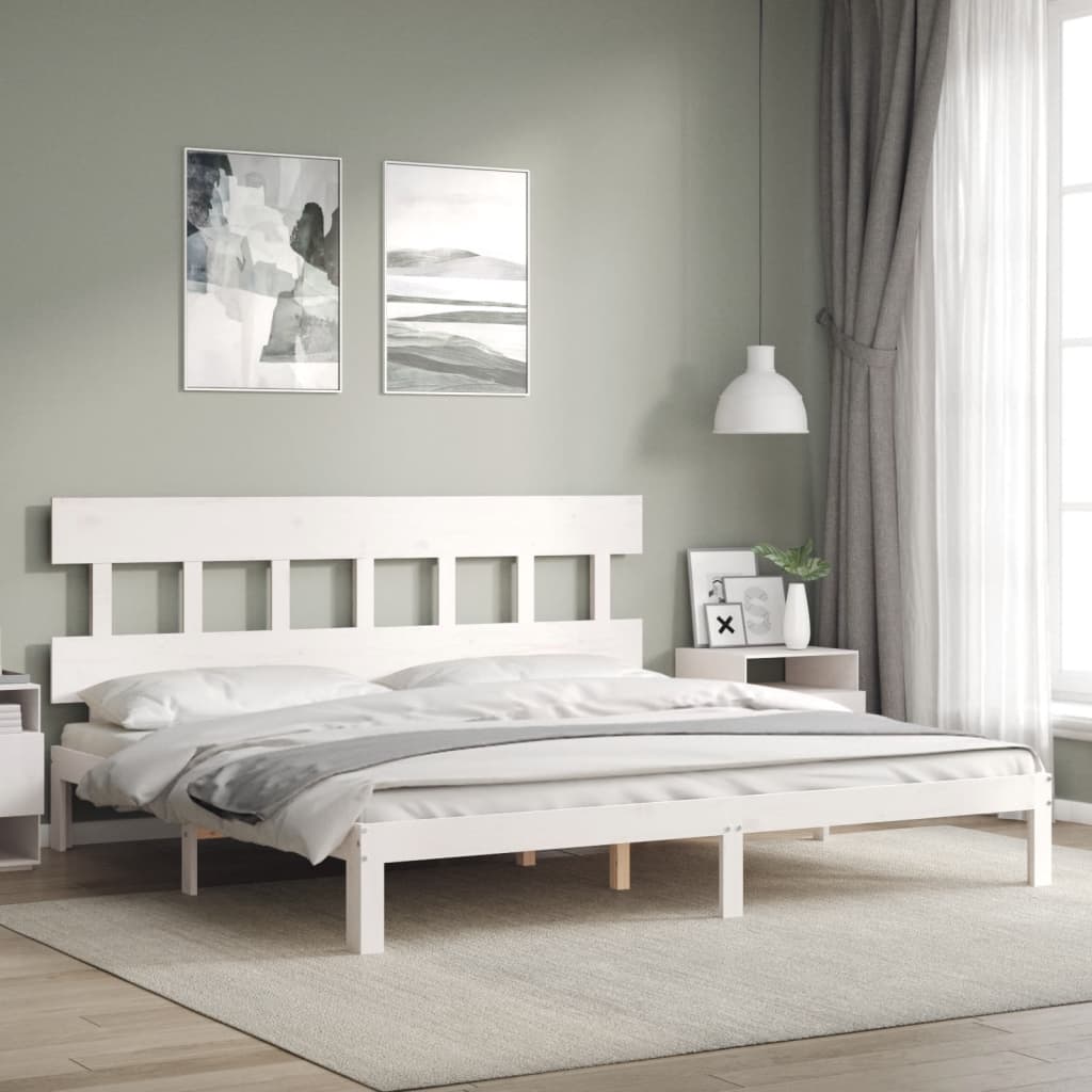 sengeramme uden madras 200x200 cm massivt fyrretræ hvid