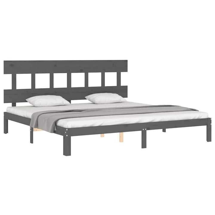 sengeramme med sengegavl 200x200 cm massivt træ grå