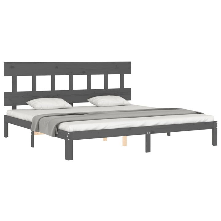 sengeramme med sengegavl 200x200 cm massivt træ grå