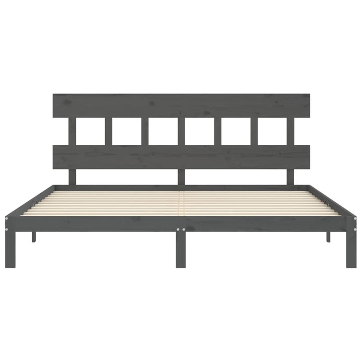 sengeramme med sengegavl 200x200 cm massivt træ grå