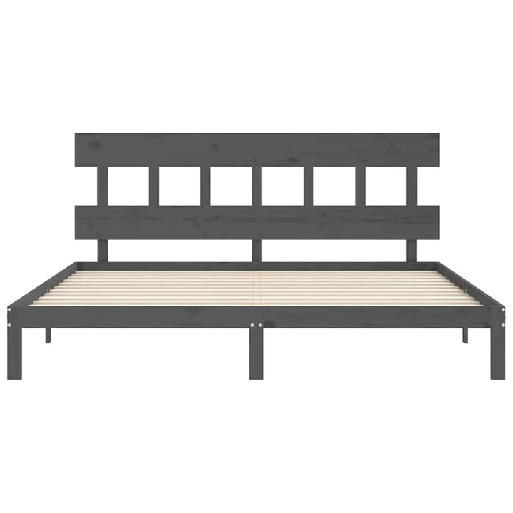 sengeramme med sengegavl 200x200 cm massivt træ grå