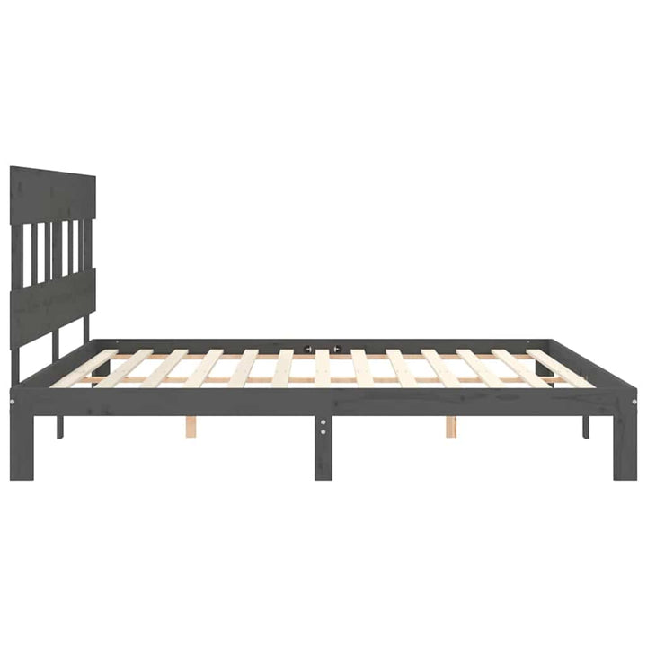 sengeramme med sengegavl 200x200 cm massivt træ grå