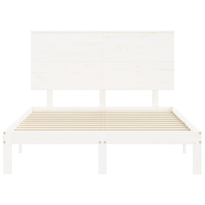 sengeramme uden madras 140x190 cm massivt fyrretræ hvid
