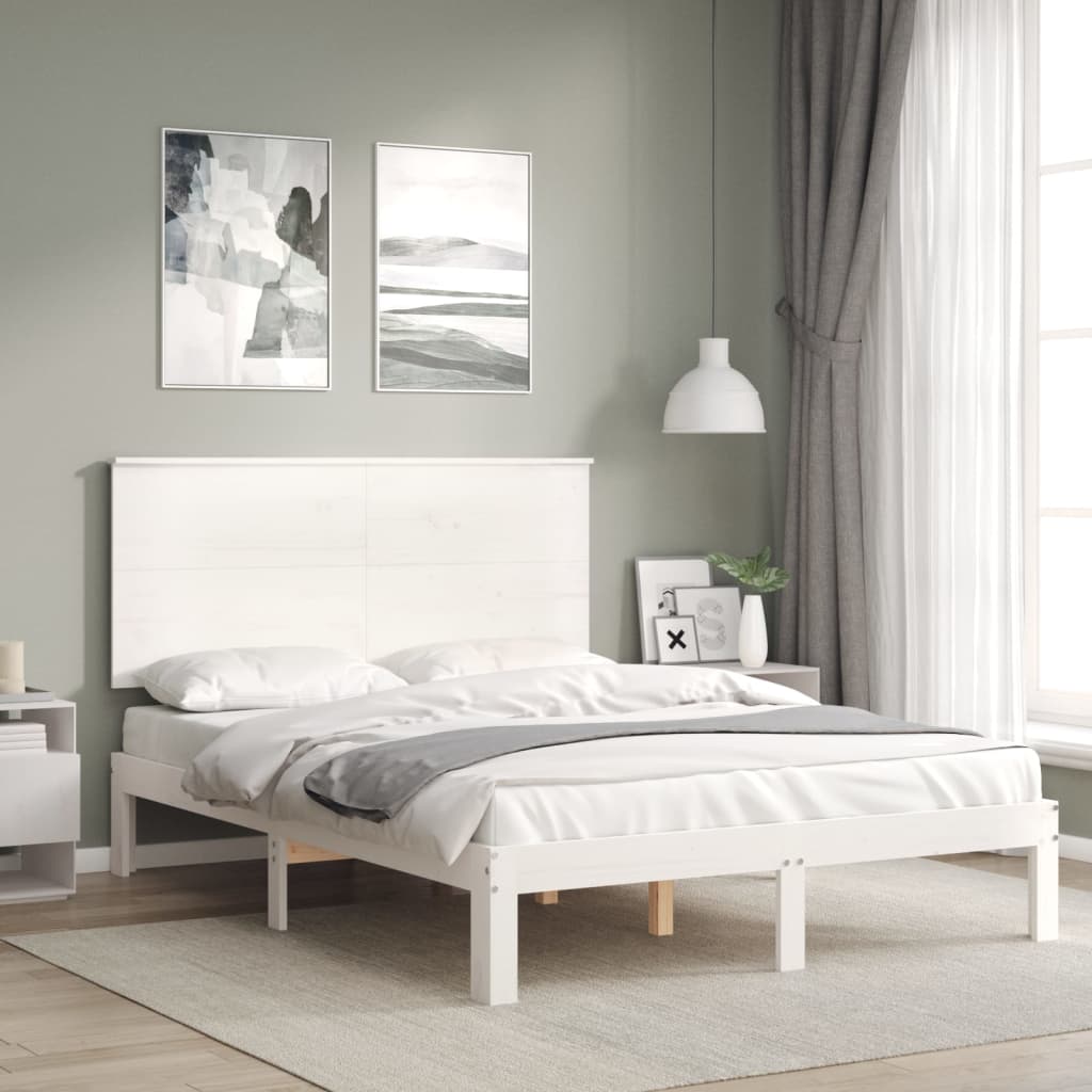 sengeramme uden madras 120x200 cm massivt fyrretræ hvid