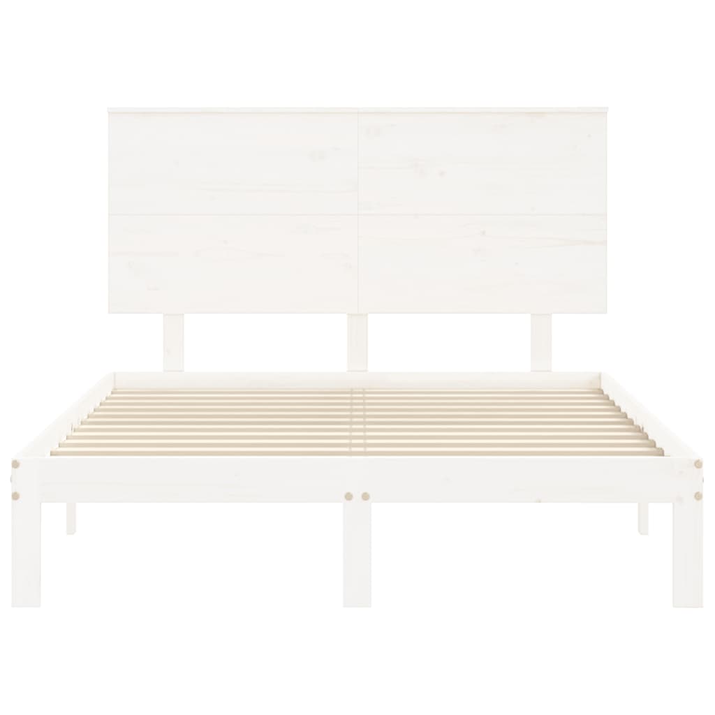 sengeramme uden madras 120x200 cm massivt fyrretræ hvid