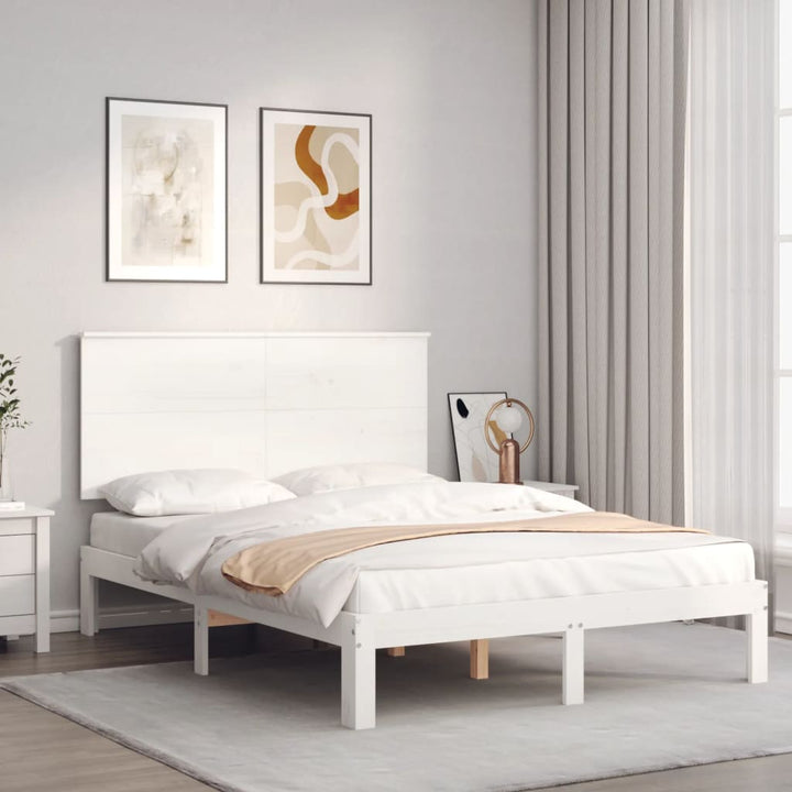 sengeramme uden madras 120x200 cm massivt fyrretræ hvid