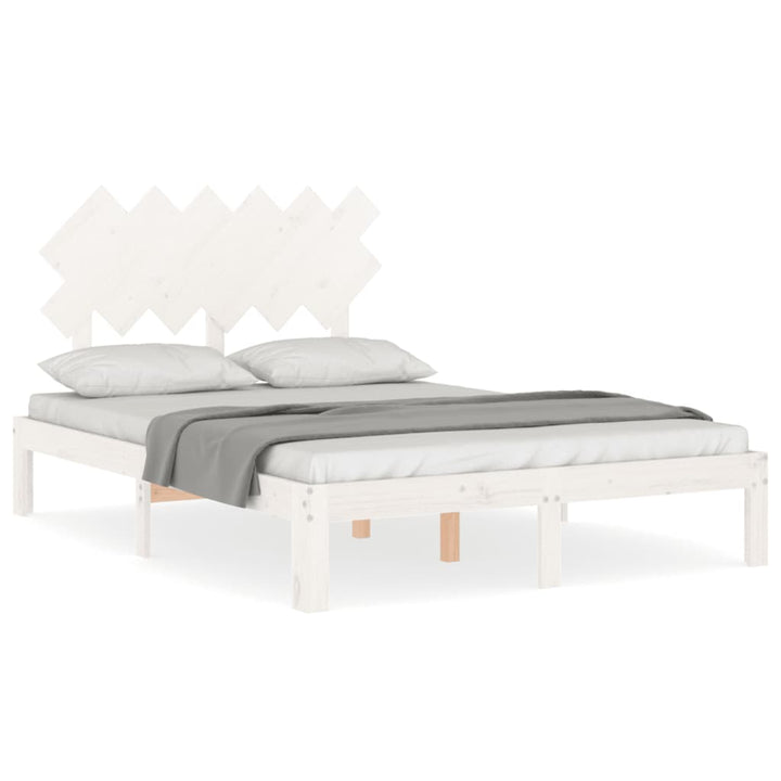 sengeramme med sengegavl Small Double massivt træ hvid