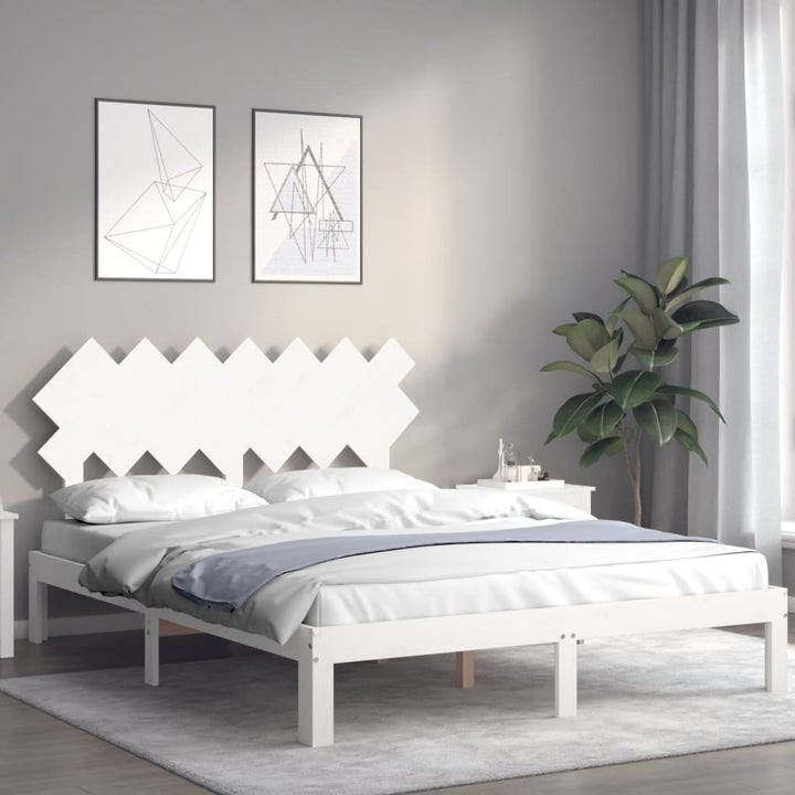 sengeramme uden madras 140x190 cm massivt fyrretræ hvid