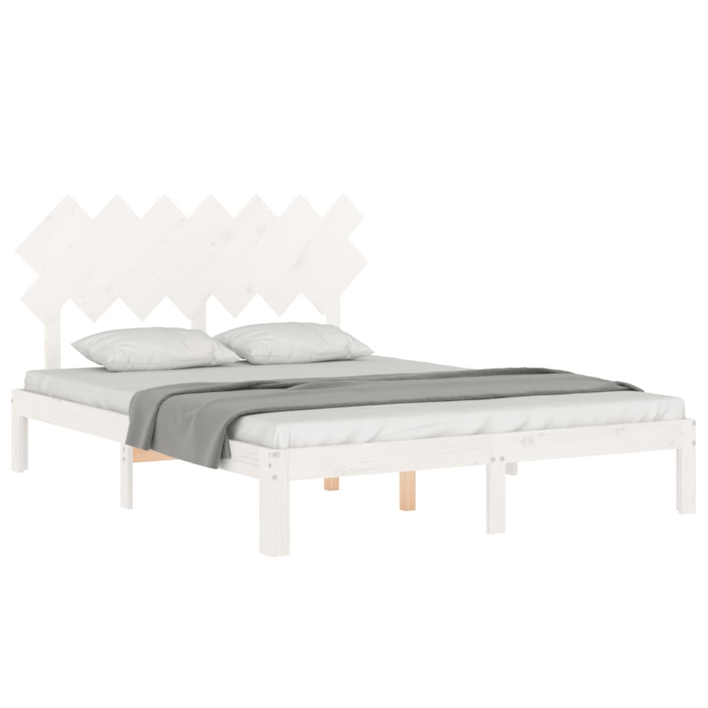 sengeramme uden madras 140x190 cm massivt fyrretræ hvid