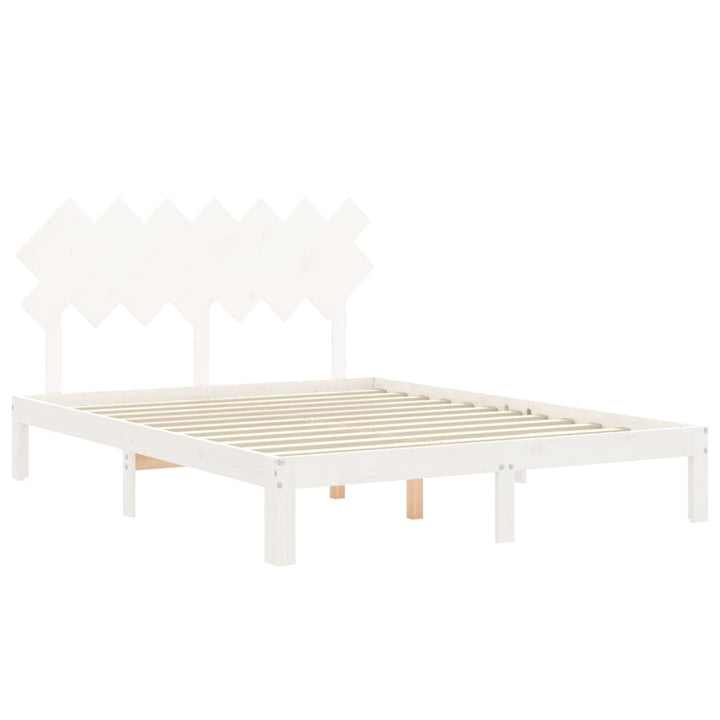sengeramme uden madras 140x190 cm massivt fyrretræ hvid