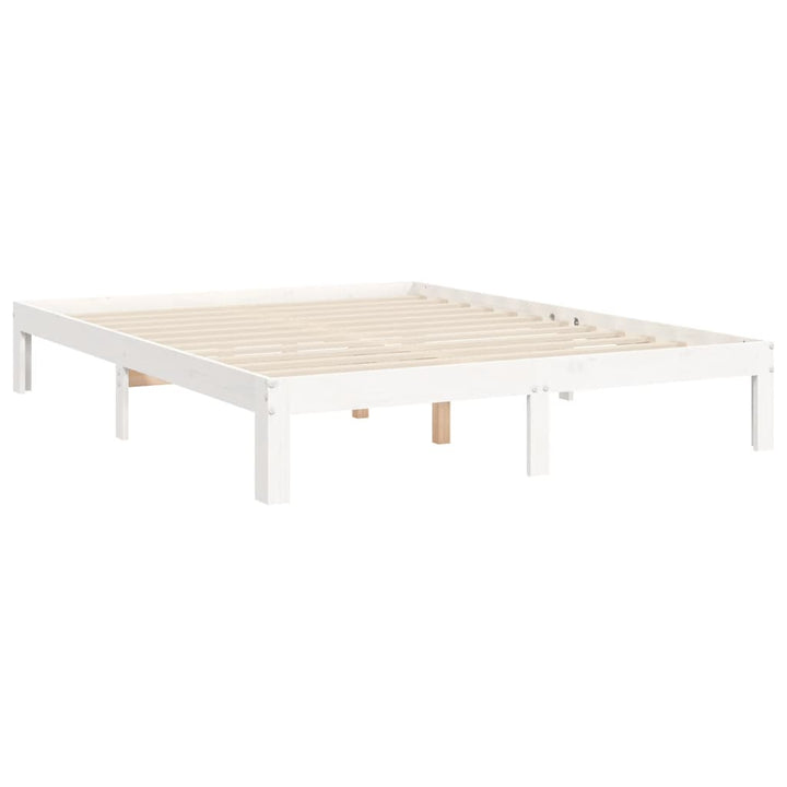 sengeramme uden madras 140x190 cm massivt fyrretræ hvid