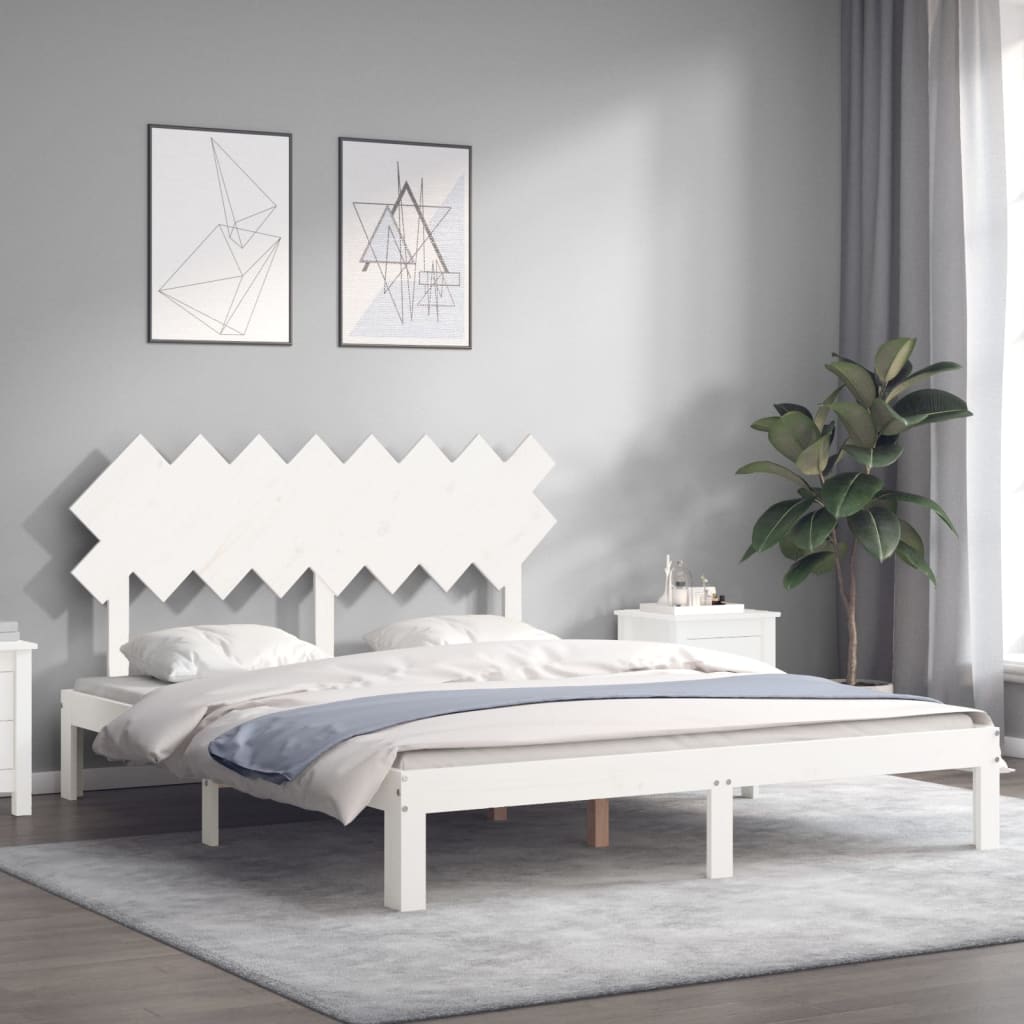 sengeramme uden madras 160x200 cm massivt fyrretræ hvid