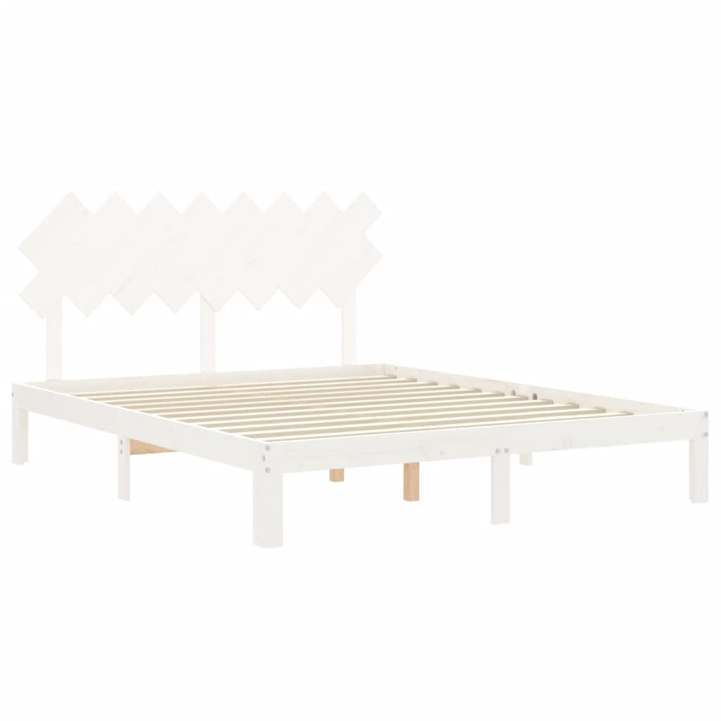 sengeramme uden madras 160x200 cm massivt fyrretræ hvid