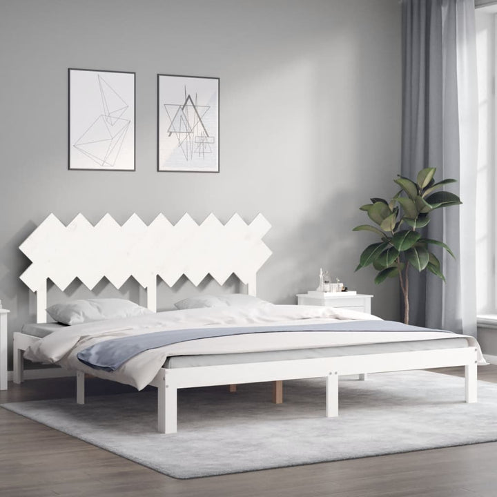 sengeramme med sengegavl Super King Size massivt træ hvid