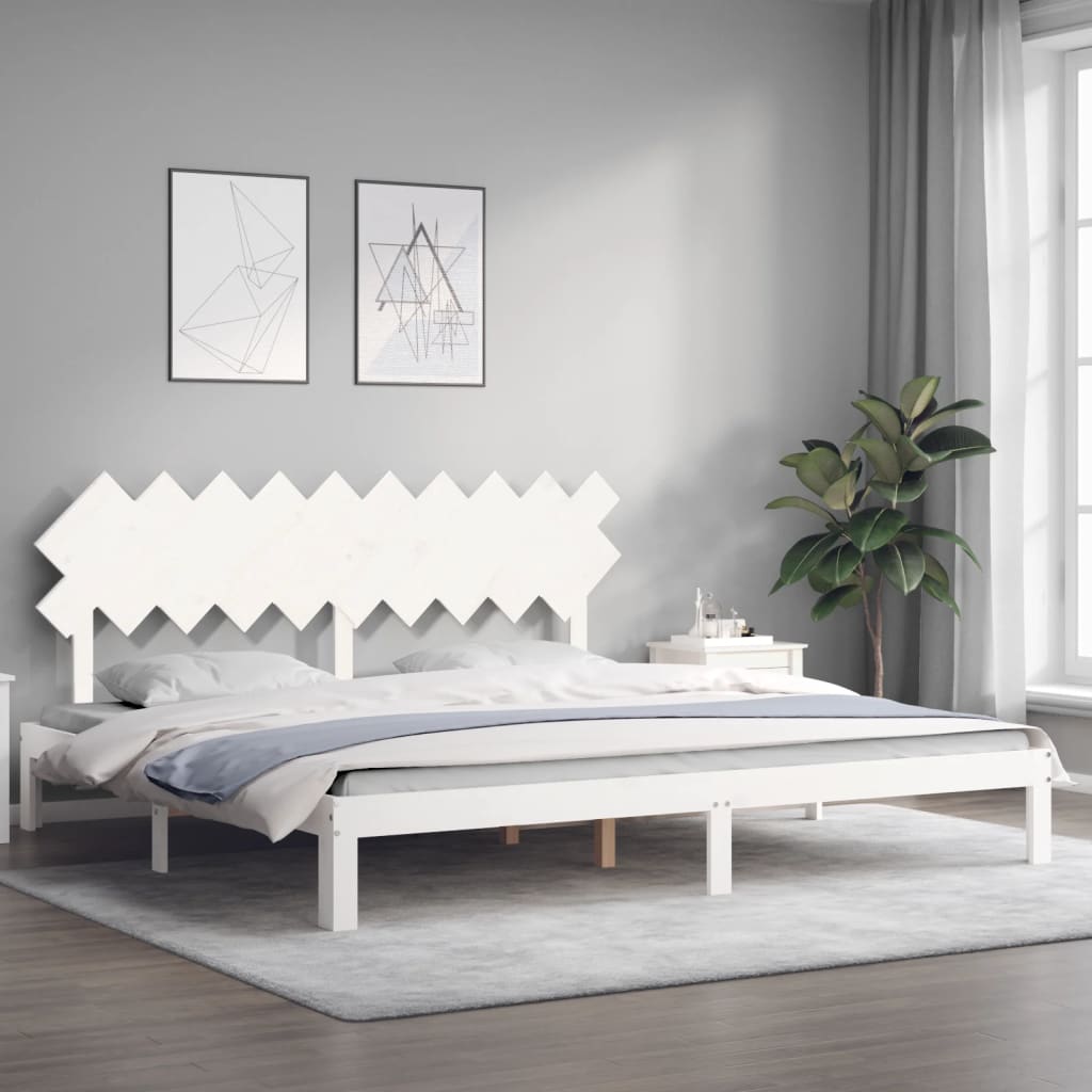 sengeramme uden madras 200x200 cm massivt fyrretræ hvid